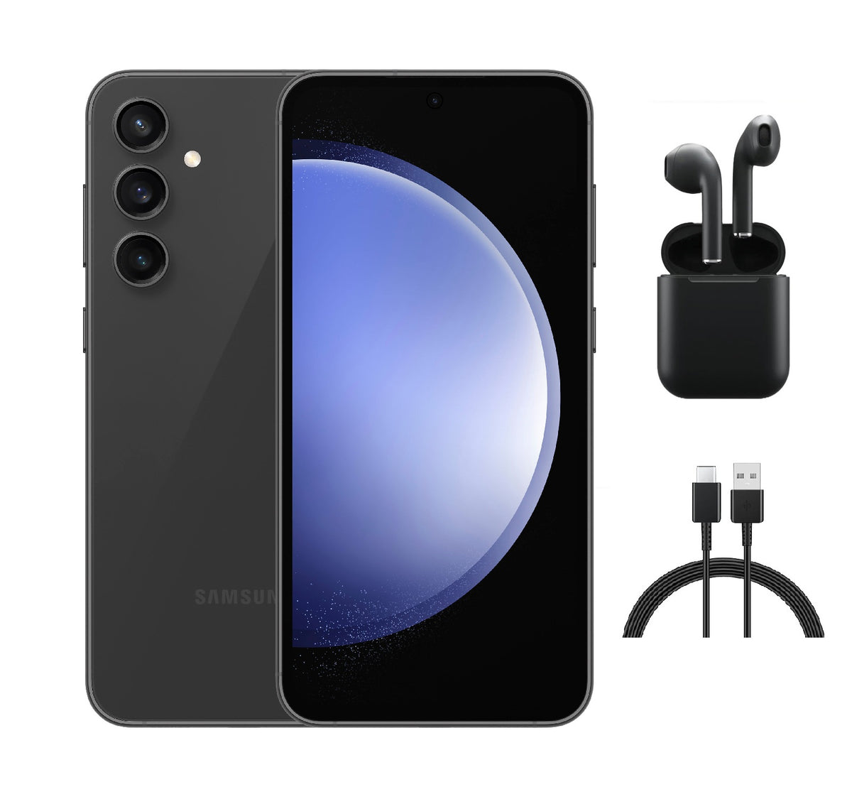 Refurbished Samsung Galaxy S23 FE S711U (Fully Unlocked) 128GB Graphite (Grade B) w/ Wireless Earbuds