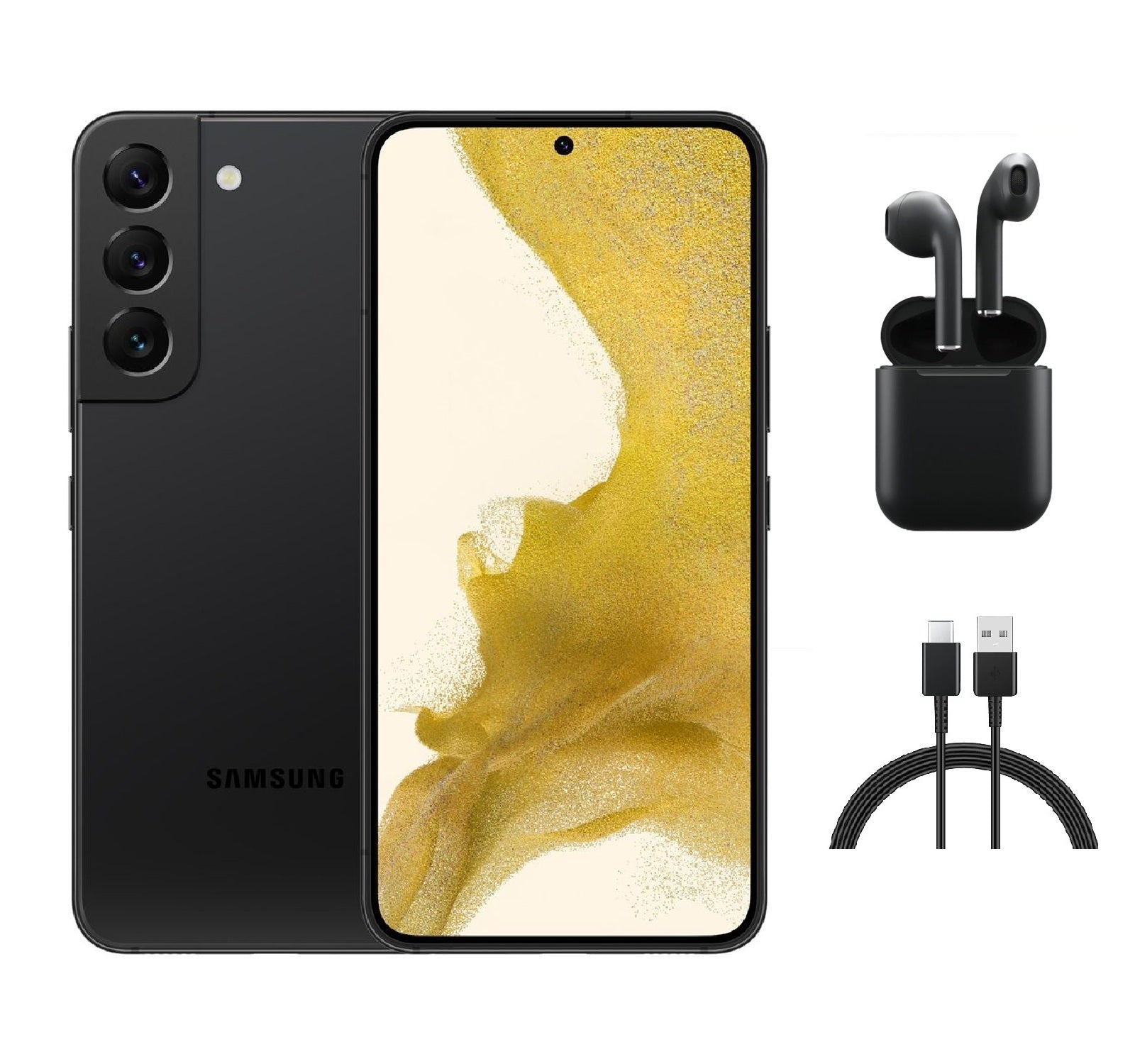 Refurbished Samsung Galaxy S22 Plus 5G S906U (Fully Unlocked) 128GB Phantom Black (Grade B) w/ Wireless Earbuds
