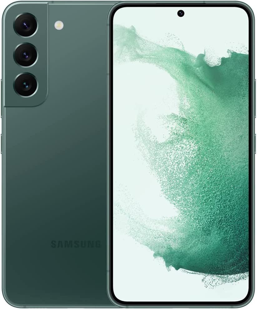 Refurbished Samsung Galaxy S22 Plus 5G S906U (Fully Unlocked) 128GB Green (Grade A) Bundle with Pre-Installed Tempered Glass and Bluetooth Earbuds