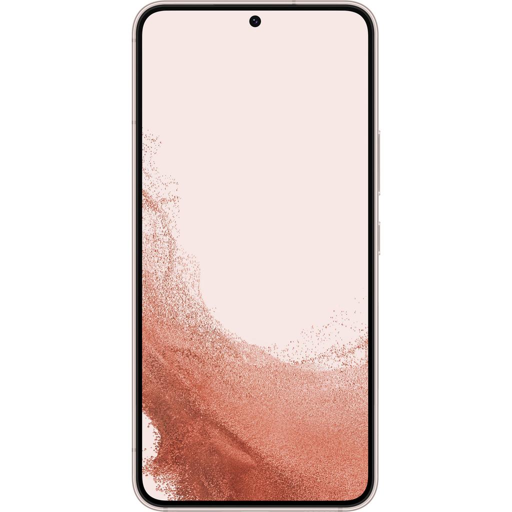 Refurbished Samsung Galaxy S22 Plus 5G S906U (Fully Unlocked) 128GB Pink Gold (Grade B) Bundle with Pre-Installed Tempered Glass and Bluetooth Earbuds