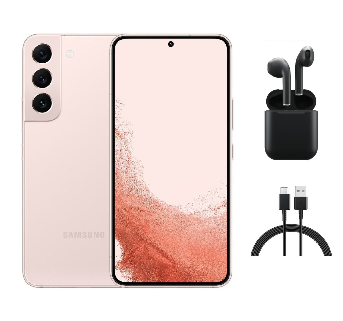 Refurbished Samsung Galaxy S22 Plus 5G S906U (Fully Unlocked) 128GB Pink Gold (Grade B) w/ Wireless Earbuds
