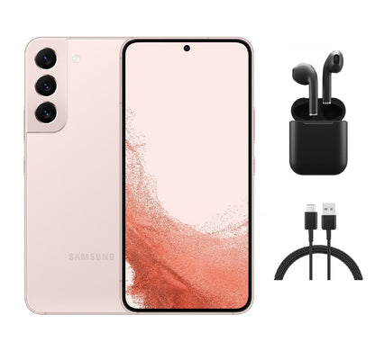 Refurbished Samsung Galaxy S22 Plus 5G S906U (Fully Unlocked) 128GB Pink Gold (Grade B) w/ Wireless Earbuds