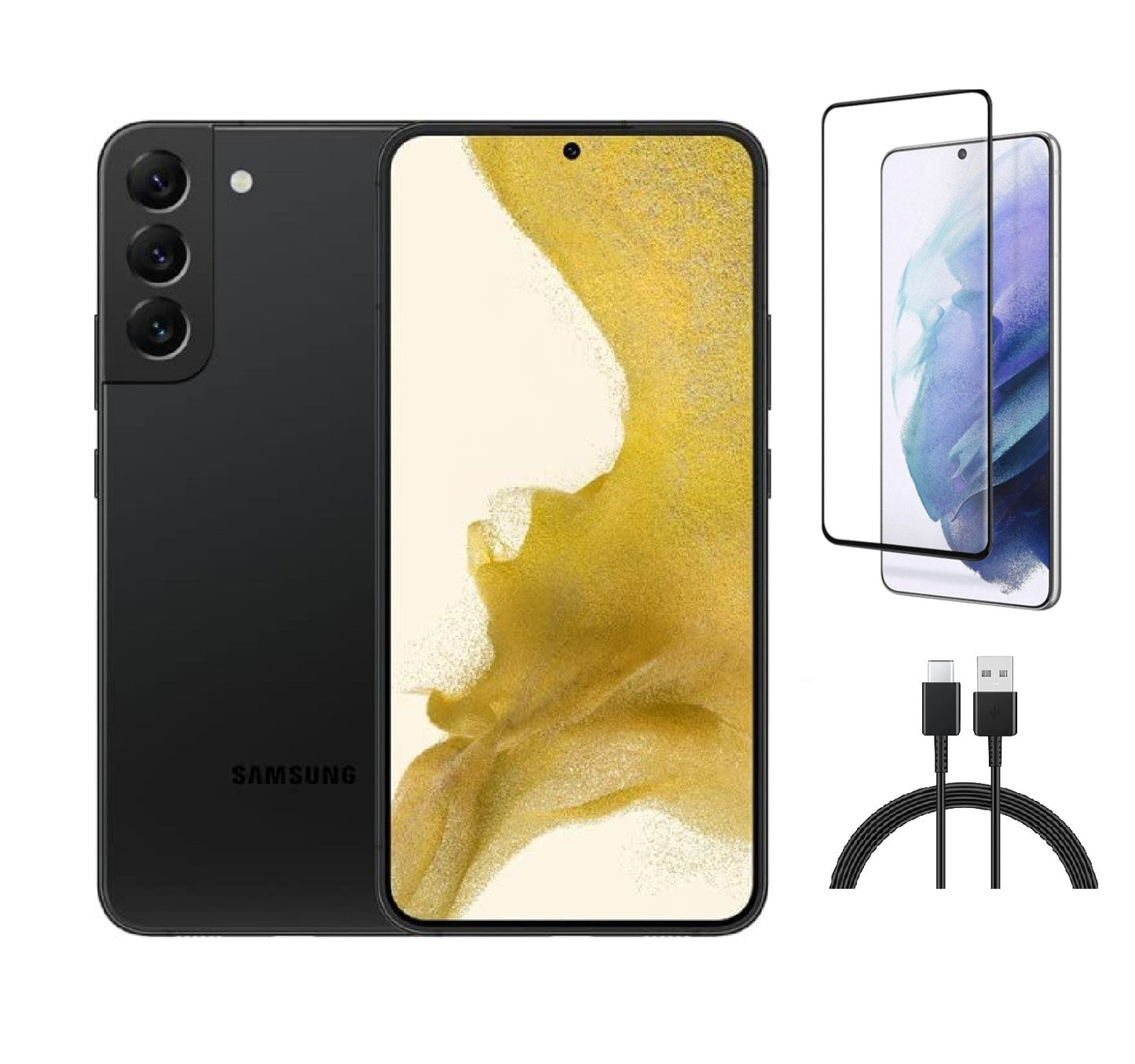 Refurbished Samsung Galaxy S22 Plus 5G S906U (Fully Unlocked) 256GB Phantom Black (Grade B)w/ Pre-Installed Tempered Glass