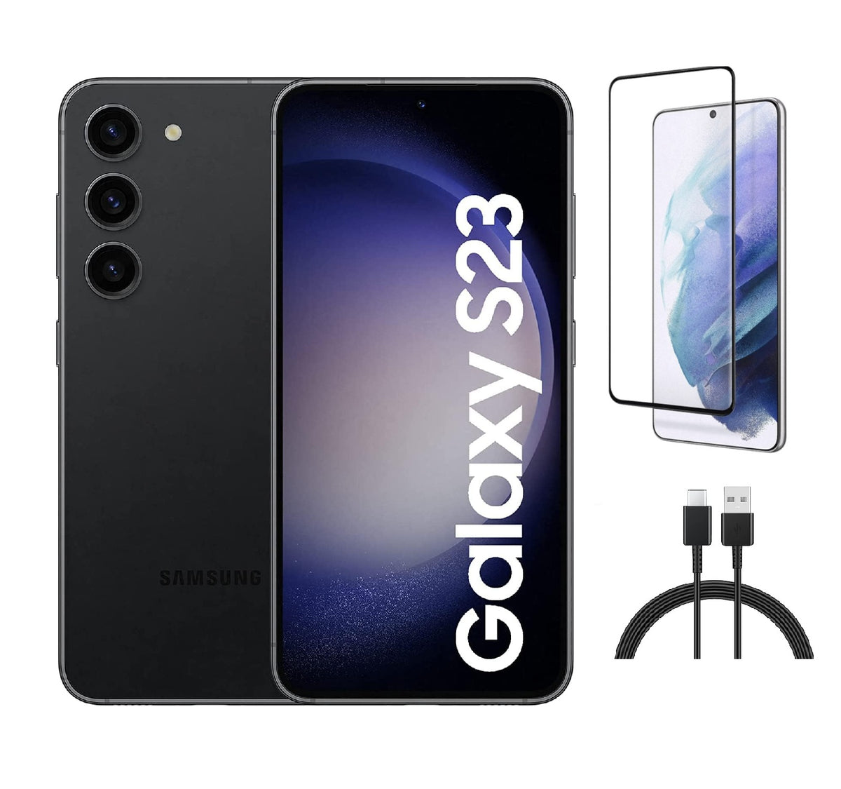 Refurbished Samsung Galaxy S23 5G S911U (Fully Unlocked) 128GB Phantom Black (Grade A+)w/ Pre-Installed Tempered Glass