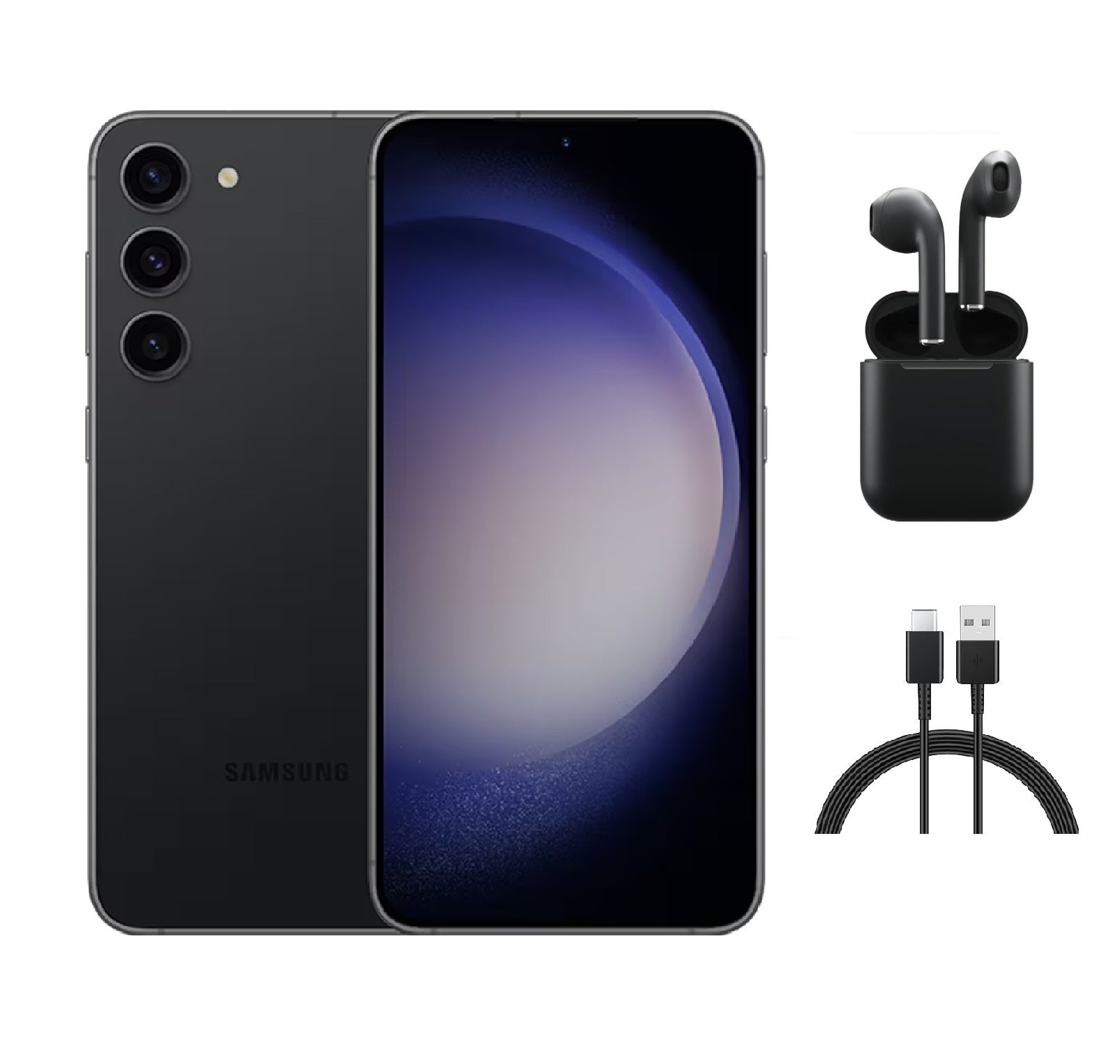 Refurbished Samsung Galaxy S23 Plus 5G S916U (Fully Unlocked) 256GB Phantom Black (Grade B) w/ Wireless Earbuds