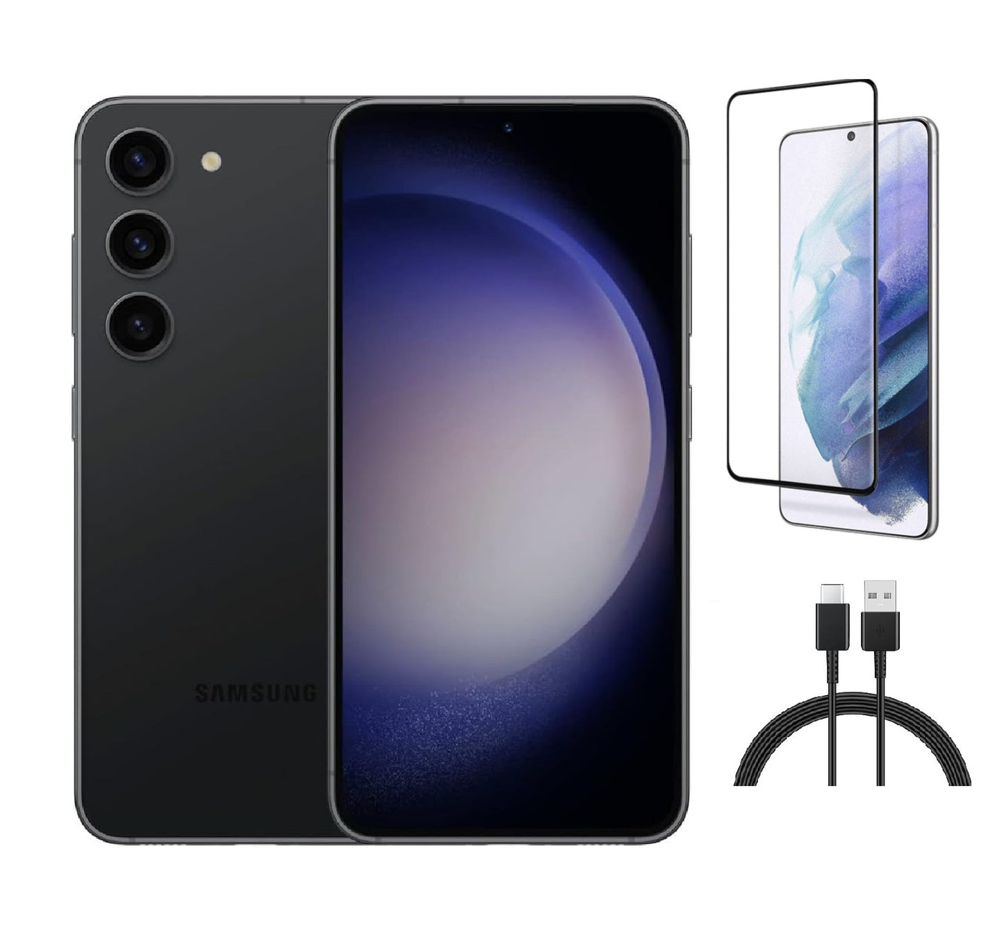 Refurbished Samsung Galaxy S23 Plus 5G S916U (Fully Unlocked) 256GB Phantom Black (Grade B)w/ Pre-Installed Tempered Glass