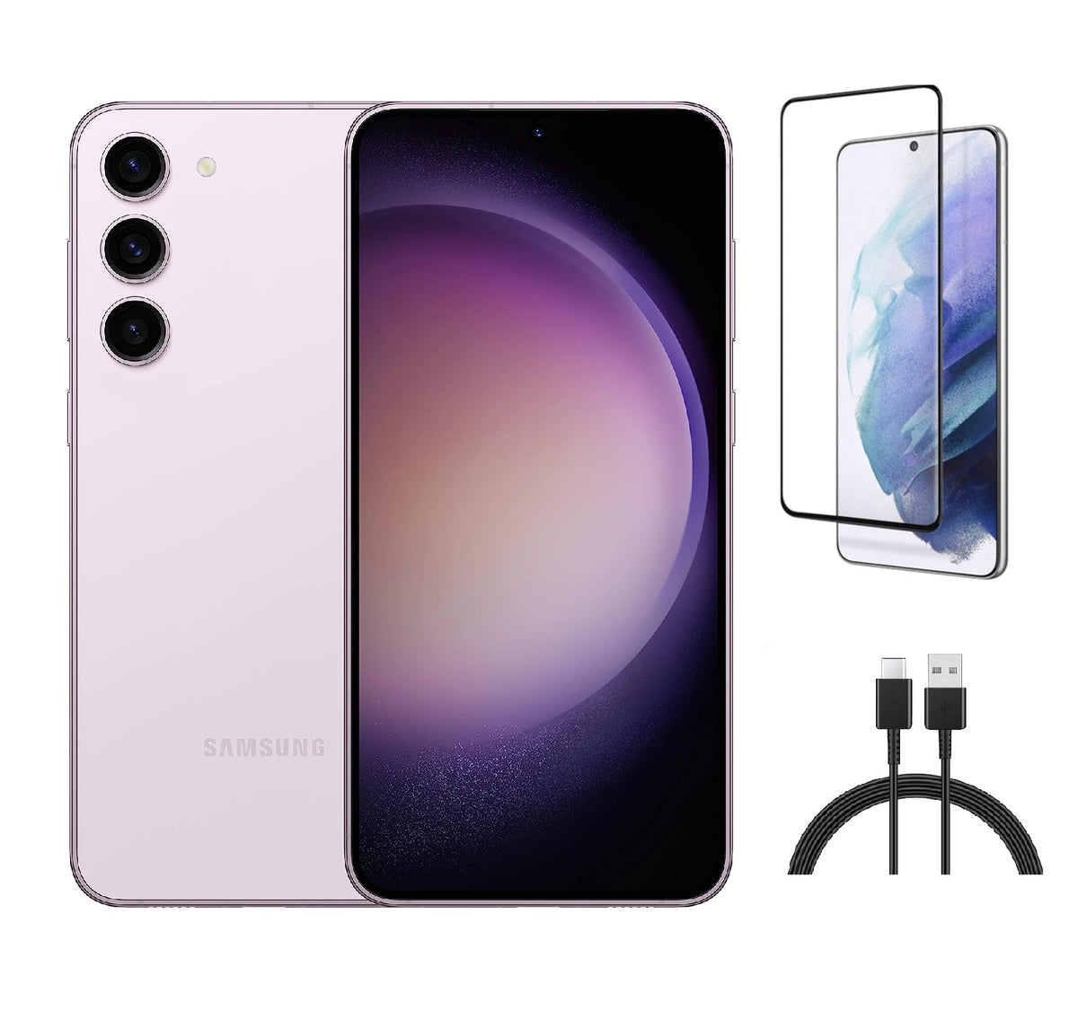 Refurbished Samsung Galaxy S23 Plus 5G S916U (Fully Unlocked) 256GB Lavender (Grade A)w/ Pre-Installed Tempered Glass