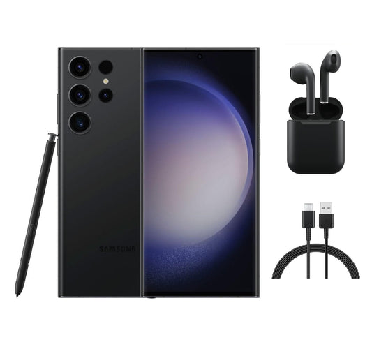 Refurbished Samsung Galaxy S23 Ultra 5G S918U (Fully Unlocked) 256GB Phantom Black (Grade A) w/ Wireless Earbuds
