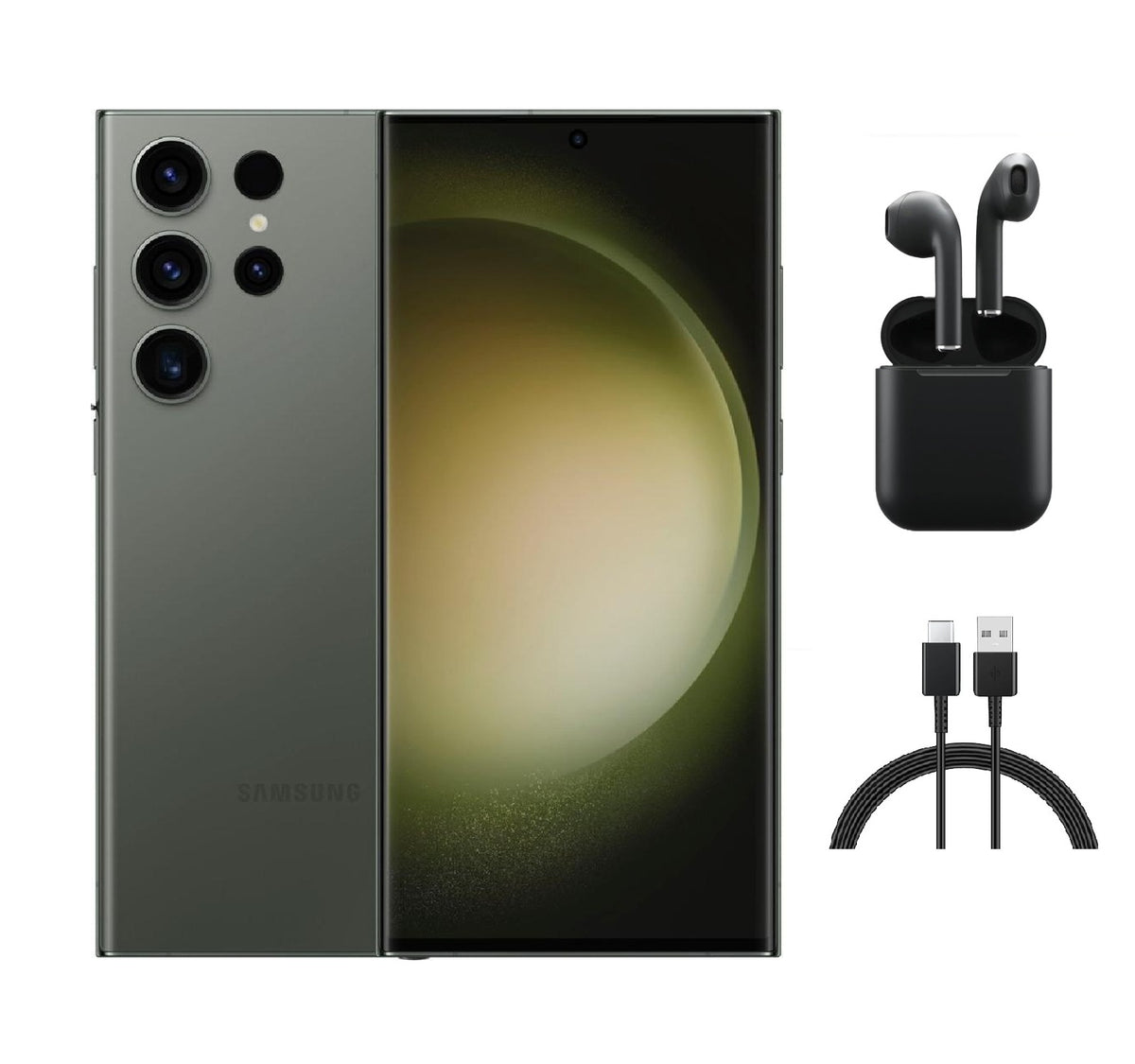 Refurbished Samsung Galaxy S23 Ultra 5G S918U (Fully Unlocked) 256GB Green (Grade B) w/ Wireless Earbuds