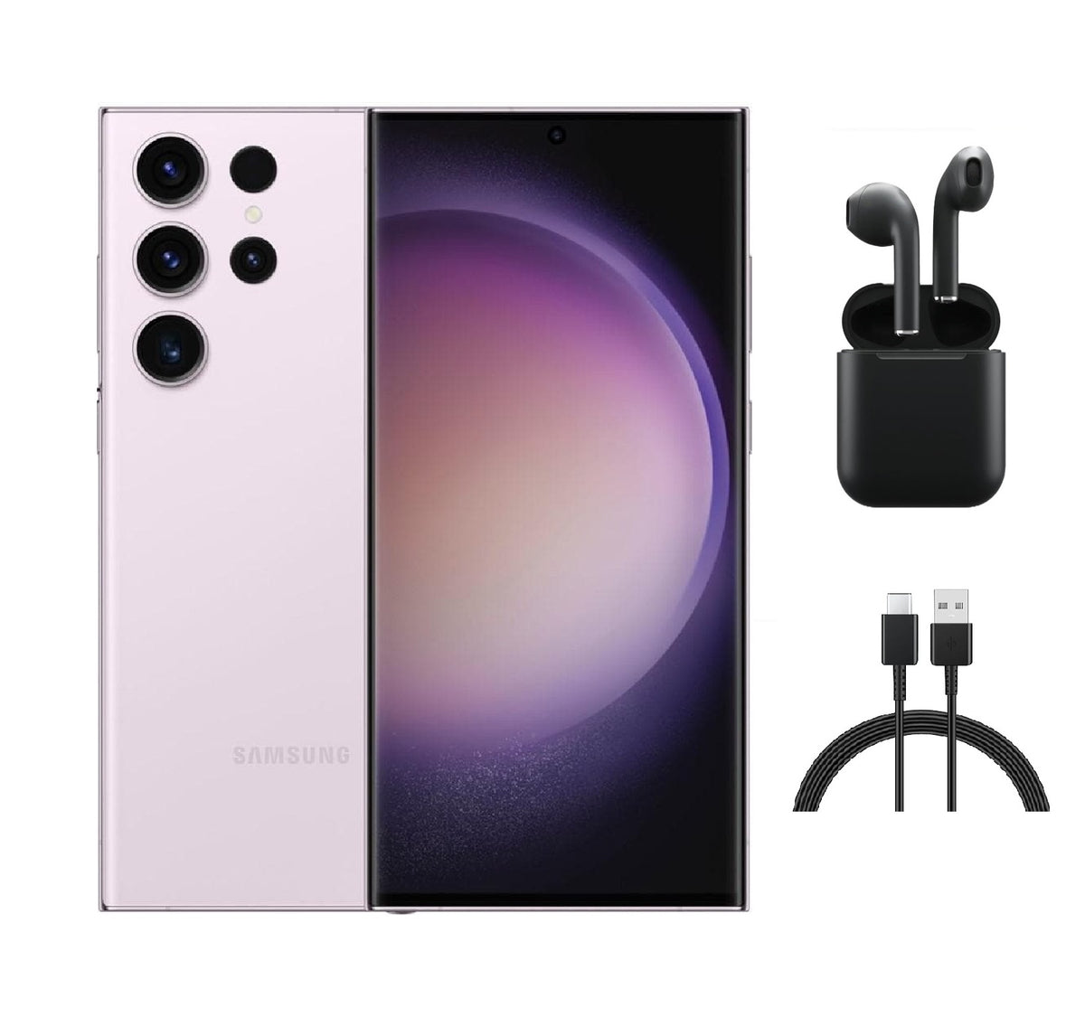 Refurbished Samsung Galaxy S23 Ultra 5G S918U (Fully Unlocked) 256GB Lavender (Grade B) w/ Wireless Earbuds
