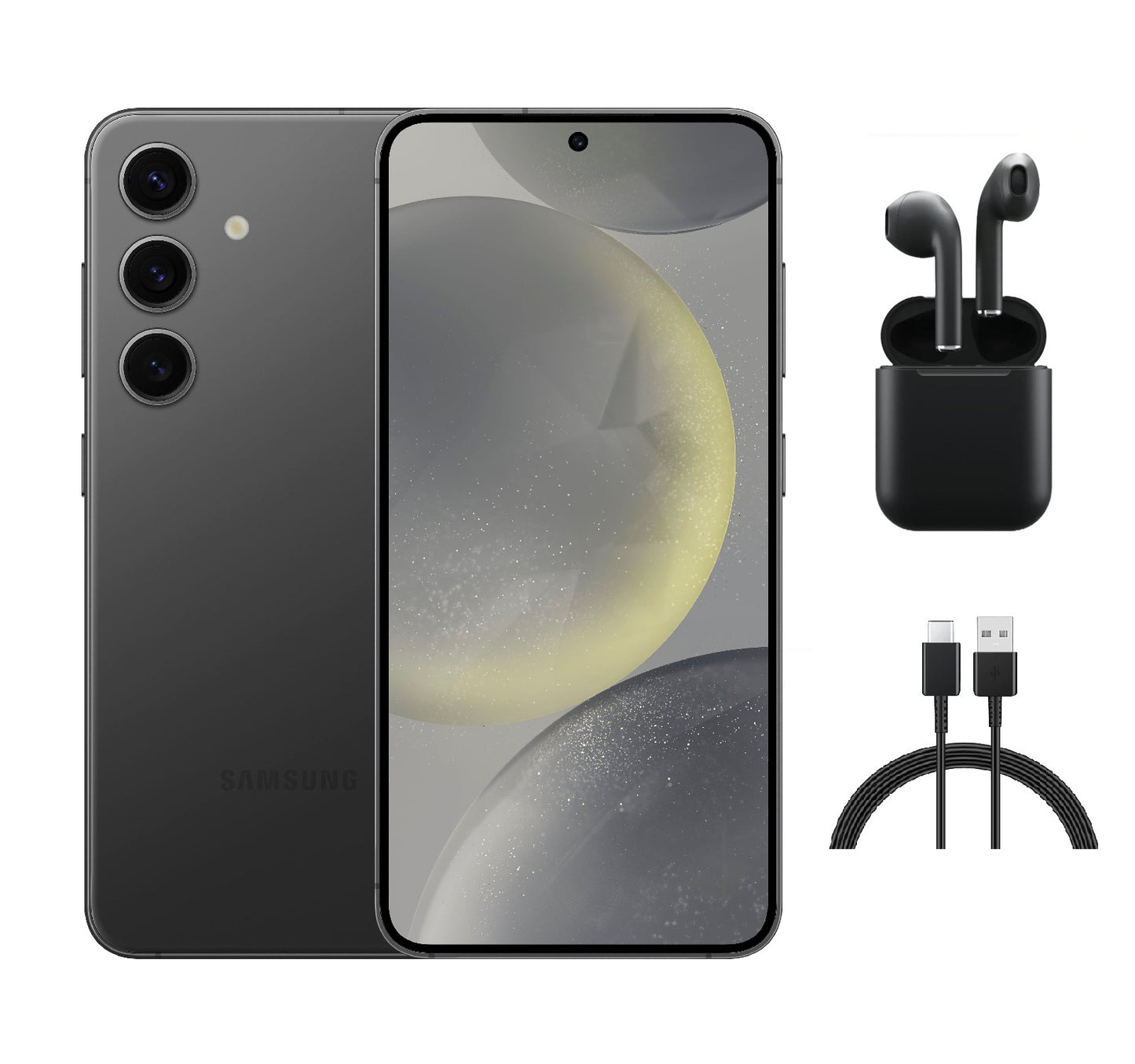 Refurbished Samsung Galaxy S24 5G S921U (Fully Unlocked) 128GB Onyx Black (Grade A) w/ Wireless Earbuds