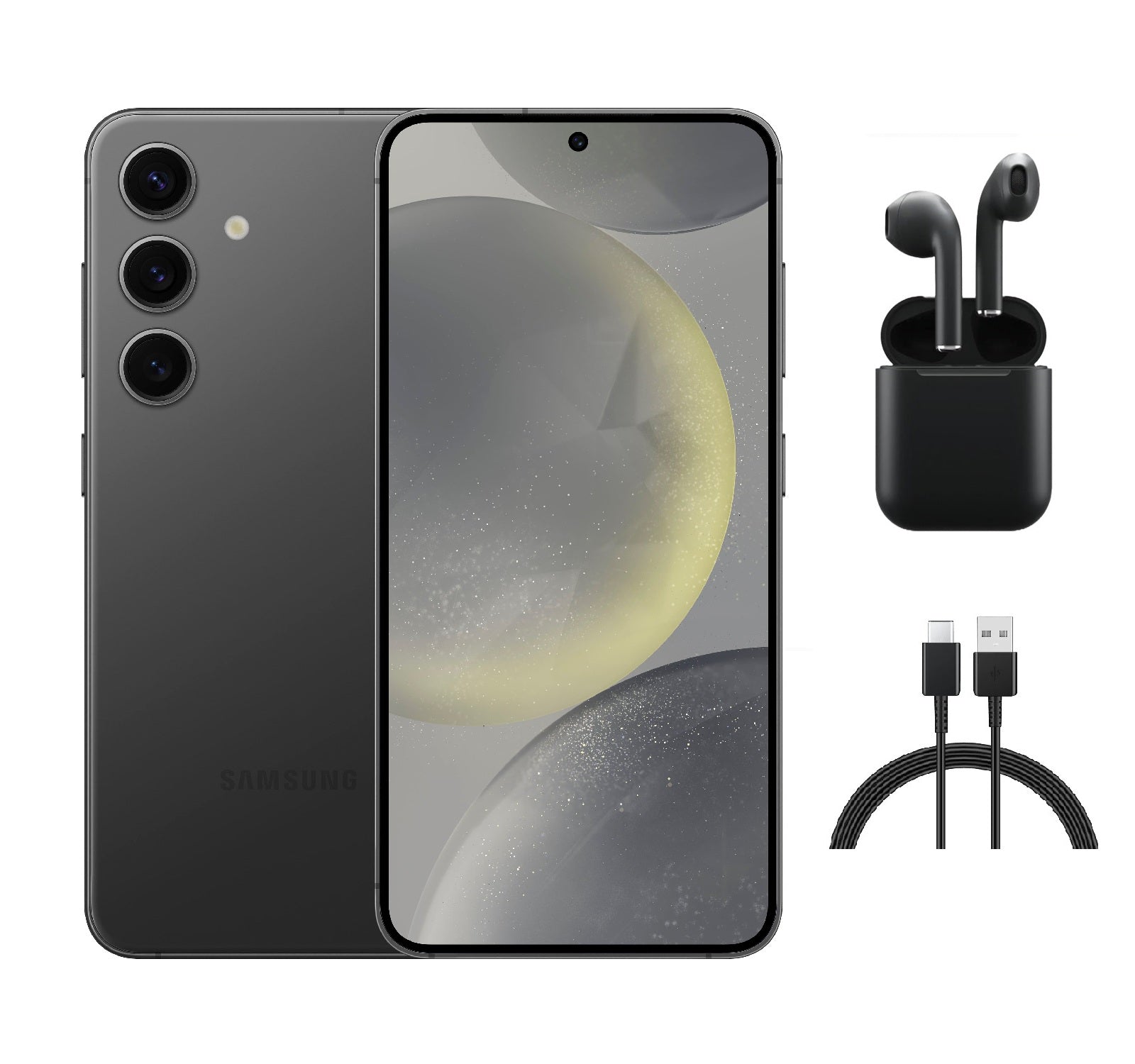 Refurbished Samsung Galaxy S24 5G S921U (Fully Unlocked) 128GB Onyx Black (Grade A) w/ Wireless Earbuds