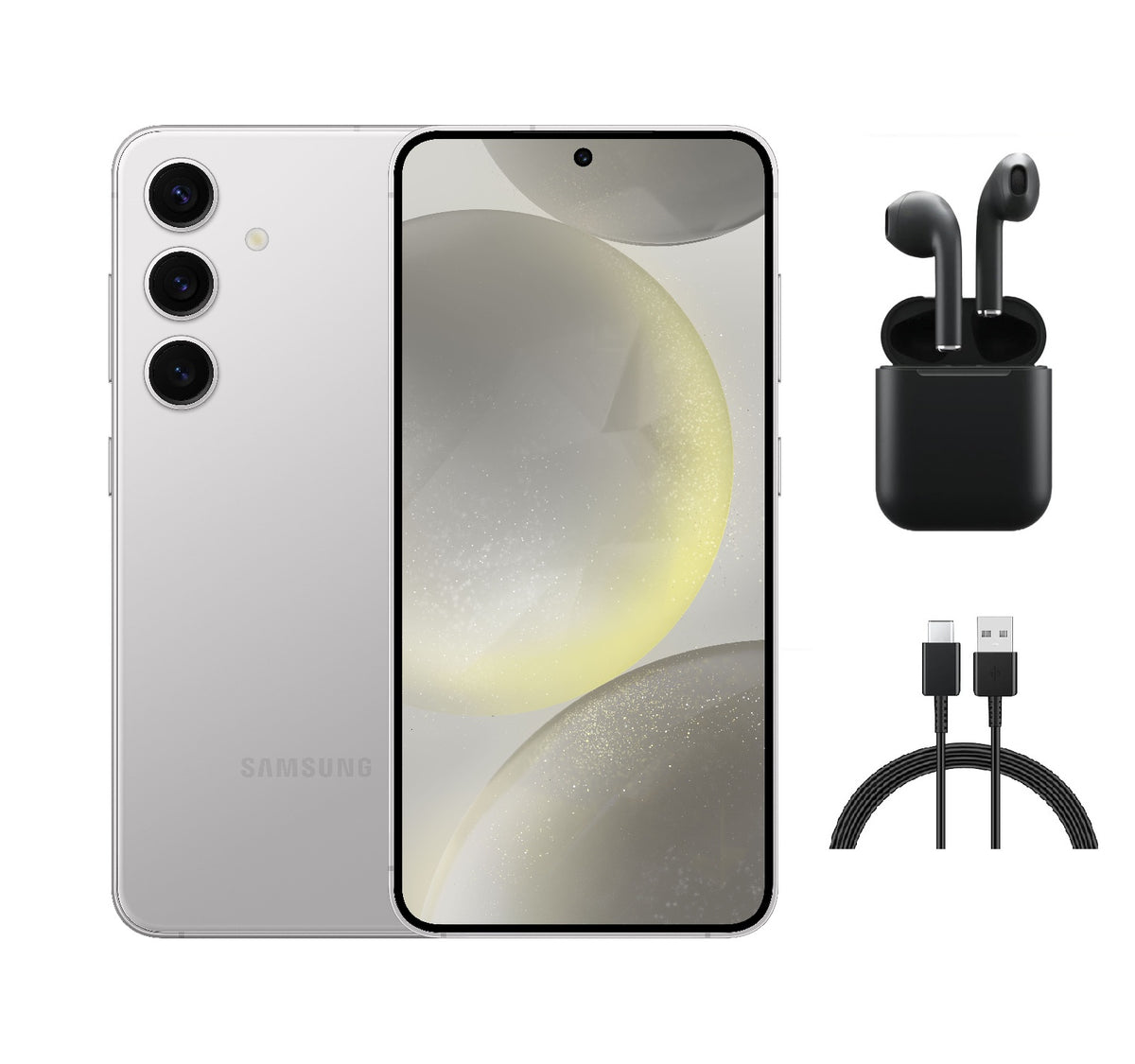Refurbished Samsung Galaxy S24 5G S921U (Fully Unlocked) 128GB Marble Gray (Grade A) w/ Wireless Earbuds