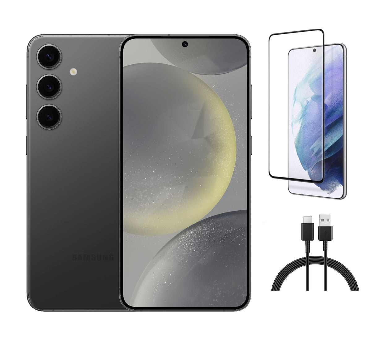 Refurbished Samsung Galaxy S24 Plus 5G S926U (Fully Unlocked) 256GB Onyx Black (Grade B) w/ Pre-Installed Tempered Glass