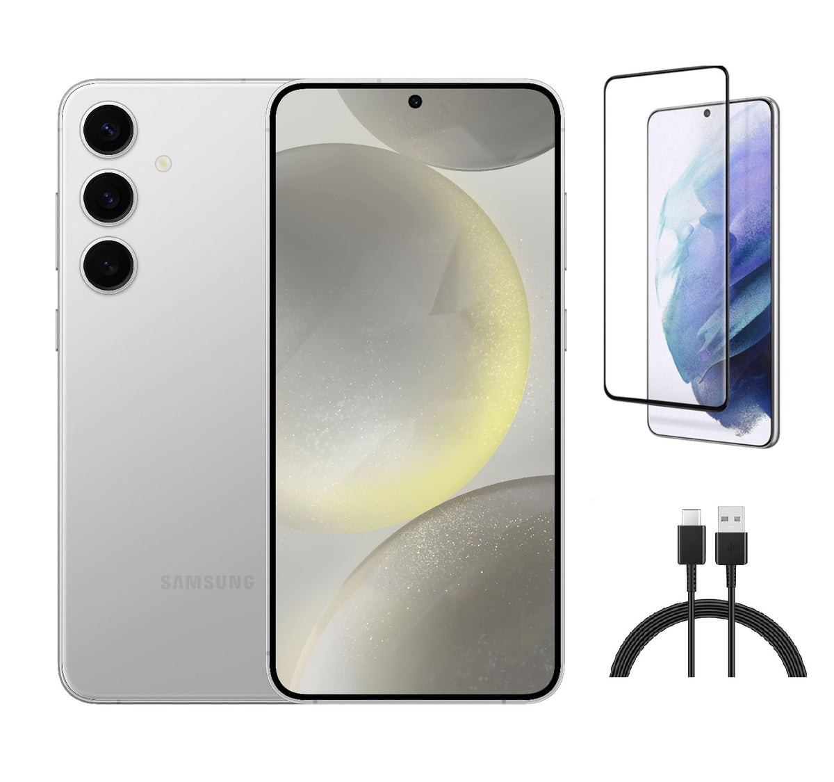 Refurbished Samsung Galaxy S24 Plus 5G S926U (Fully Unlocked) 256GB Marble Gray (Grade B) w/ Pre-Installed Tempered Glass