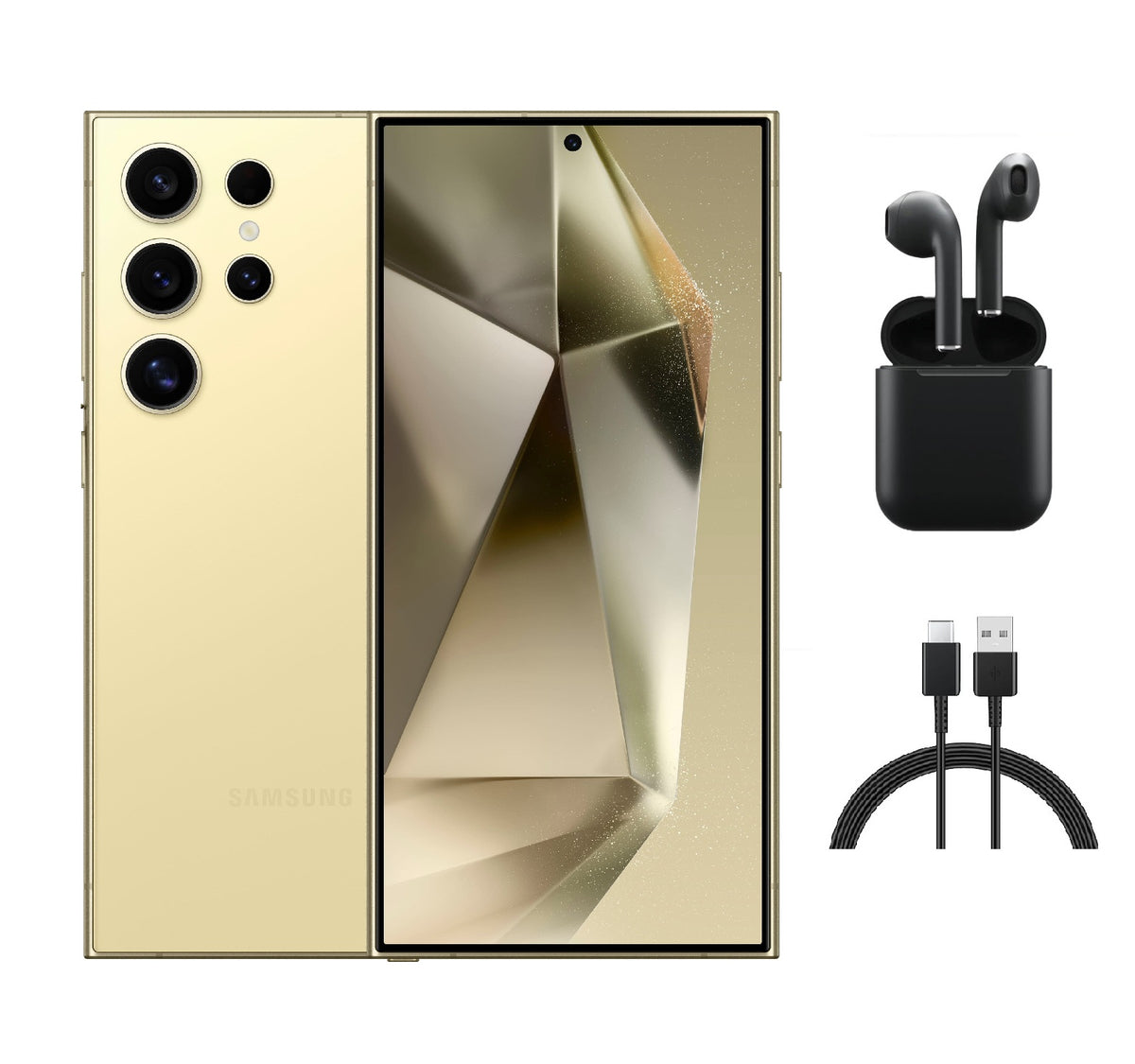 Refurbished Samsung Galaxy S24 Ultra 5G S928U (Fully Unlocked) 256GB Titanium Yellow (Grade B) w/ Wireless Earbuds