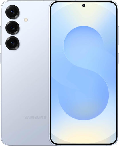 Refurbished Samsung Galaxy S25+ S936U (Fully Unlocked) 256GB Icy Blue (Grade B) Bundle with Pre-Installed Tempered Glass and Bluetooth Earbuds