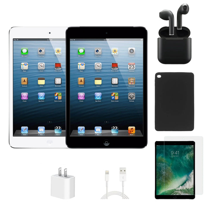 Refurbished Apple iPad Mini 1st Gen | WiFi | Bundle w/ Case, Wireless Earbuds,Tempered Glass Screen Protector