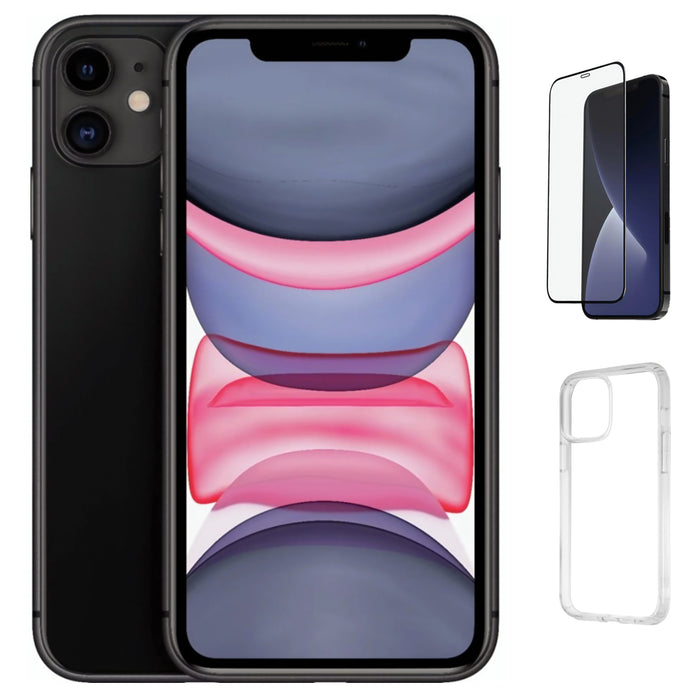 Refurbished Apple iPhone 11 | Fully Unlocked | Bundle w/  Case & Tempered Glass Screen Protector