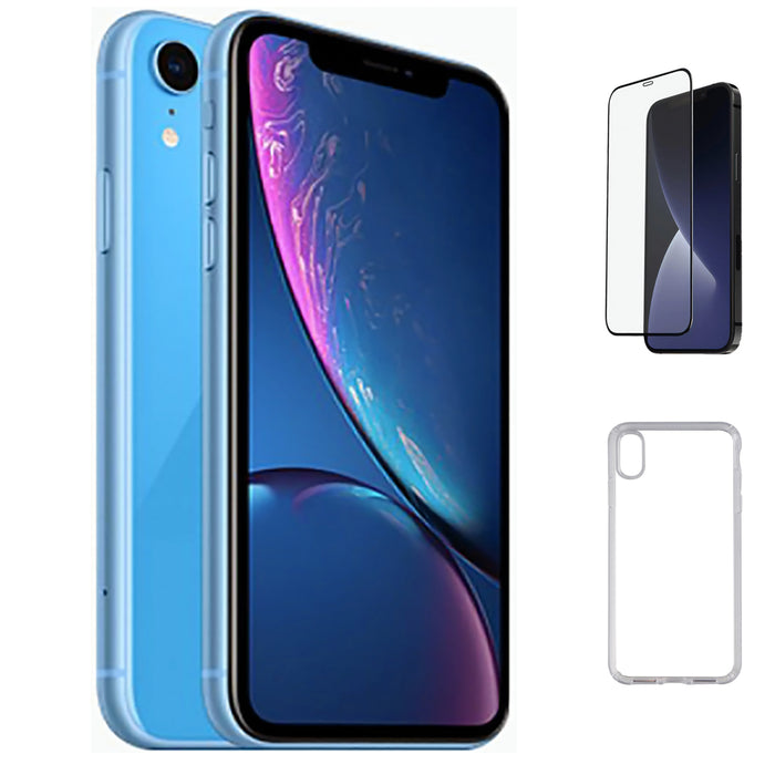 Refurbished Apple iPhone XR | Fully Unlocked | Bundle w/ Case & Tempered Glass Screen Protector