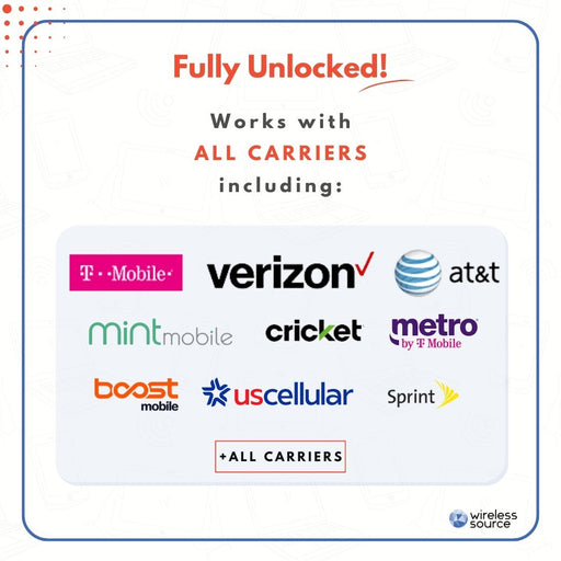 Refurbished iPhones, iPads & Samsung Devices Unlocked - Fully Unlocked means compatible with all carriers, including T-Mobile, Verizon, AT&T, Mint, Cricket, Metro, Boost Mobile, USCellular and Sprint.