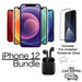 Refurbished iPhone 12 Unlocked Bundle, Tempered Glass, Earbuds, Cable