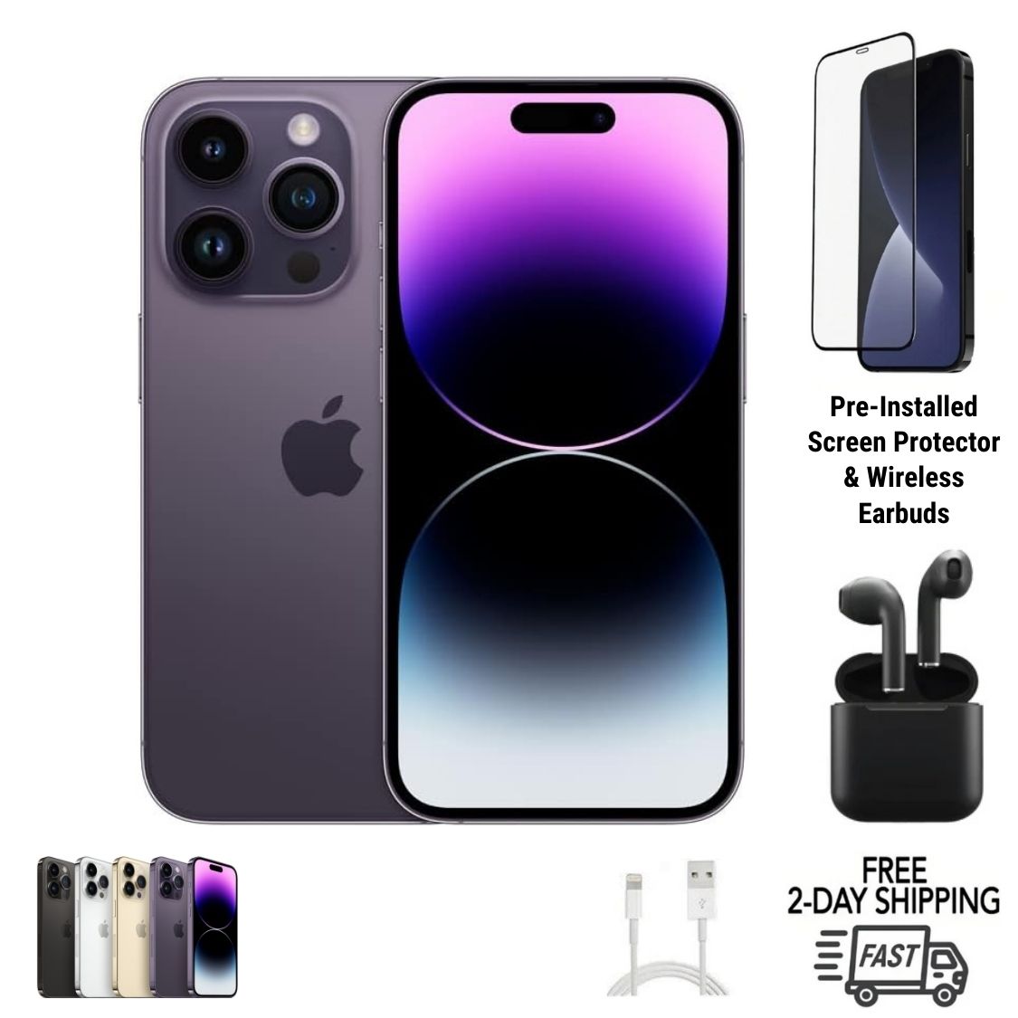 Certified iPhone 14 Pro Unlocked smartphone – Free 2-Day US Shipping