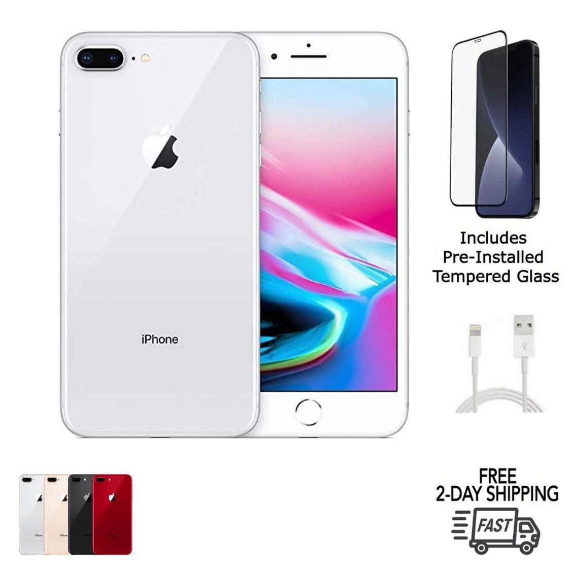 Certified iPhone 8 Plus smartphone – Free 2-Day US Shipping